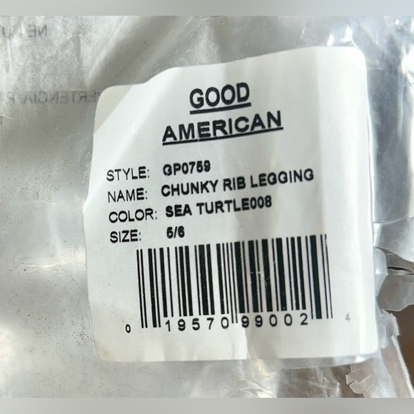 NWT Good American Ribbed High-Waisted Stretchy Leggings in Sea Turtle, 2XL/3XL - Picture 9 of 10